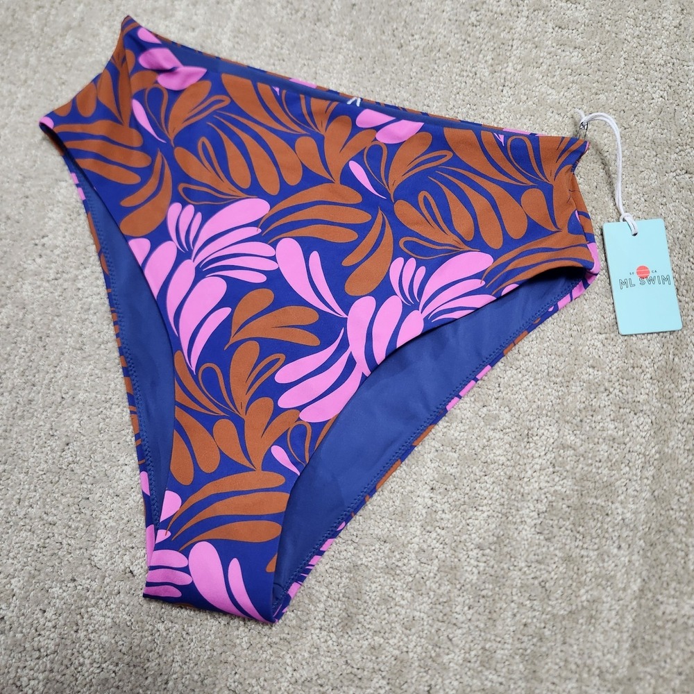 Marine Layer Plunge Bikini Bottom Women Small Auburn Abstract Floral NEW Beach